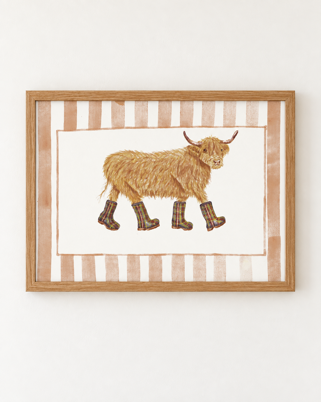 Highland Cow in Tartan Wellies