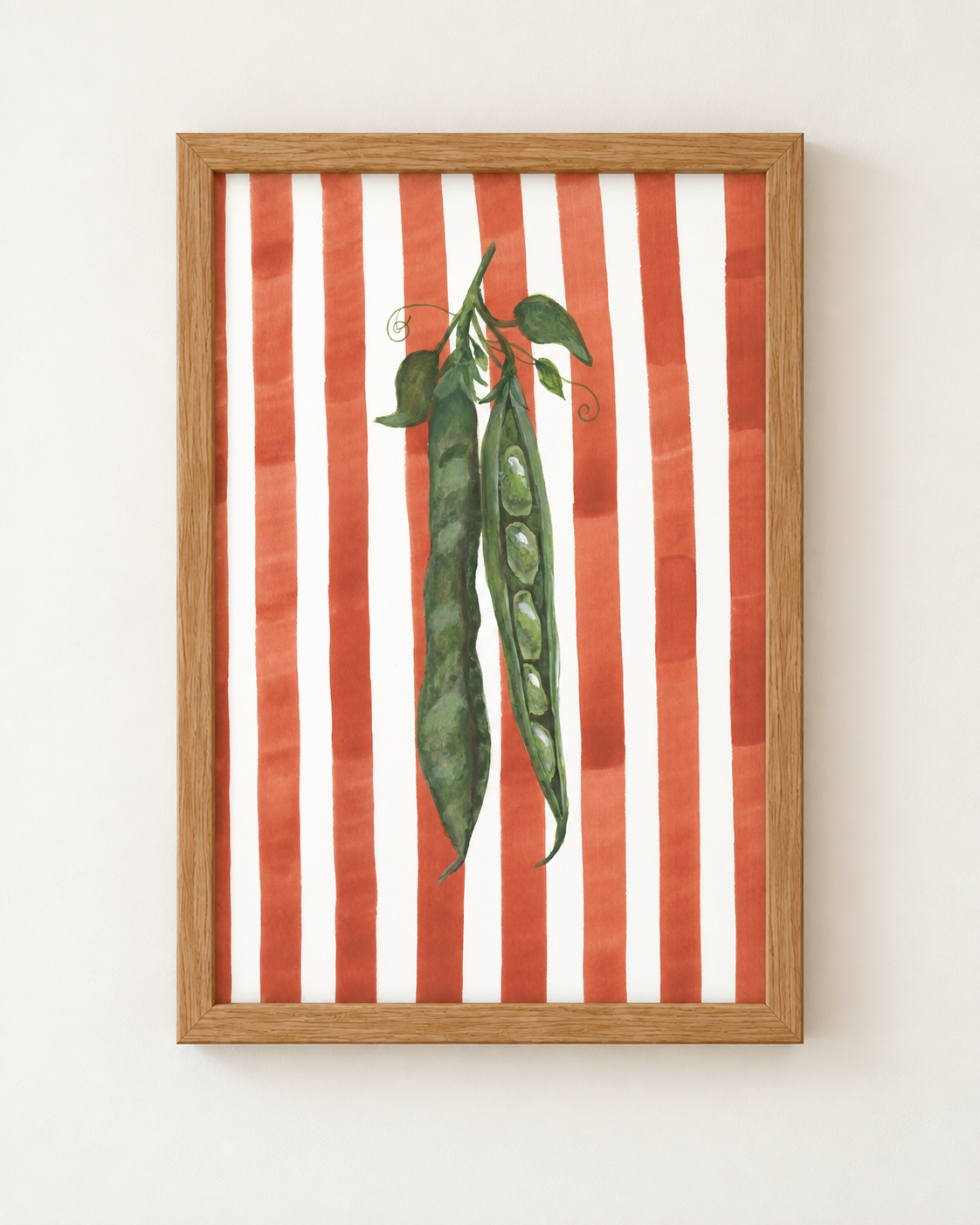 Peas on Terracotta Stripes
