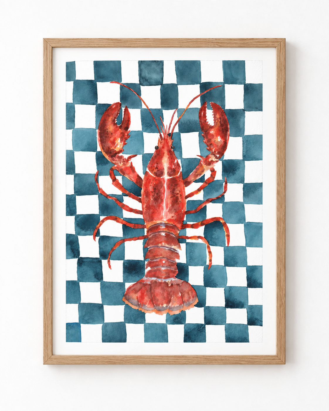 Lobster on Blue Checkerboard