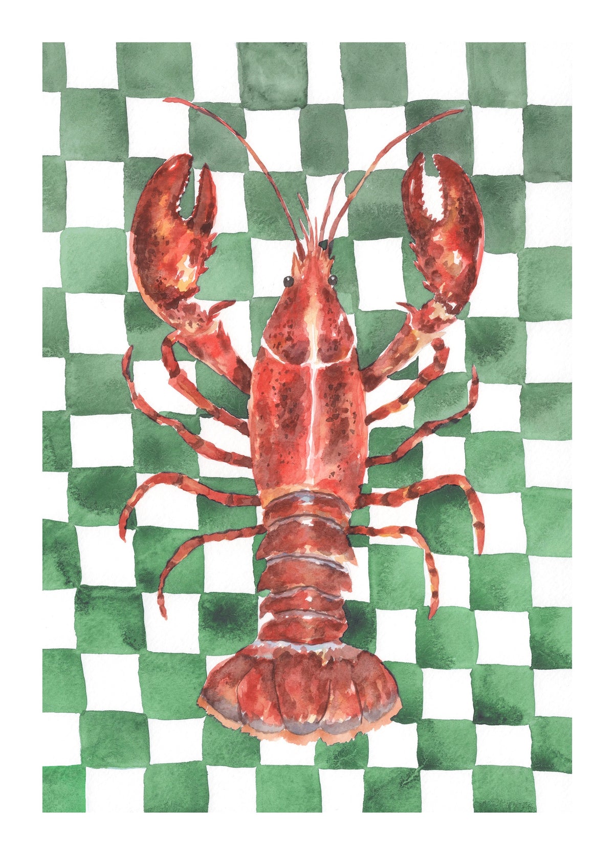Lobster on Green Checkerboard