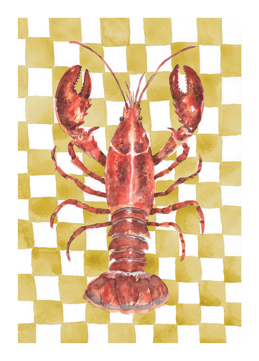 Lobster on Mustard Checkerboard