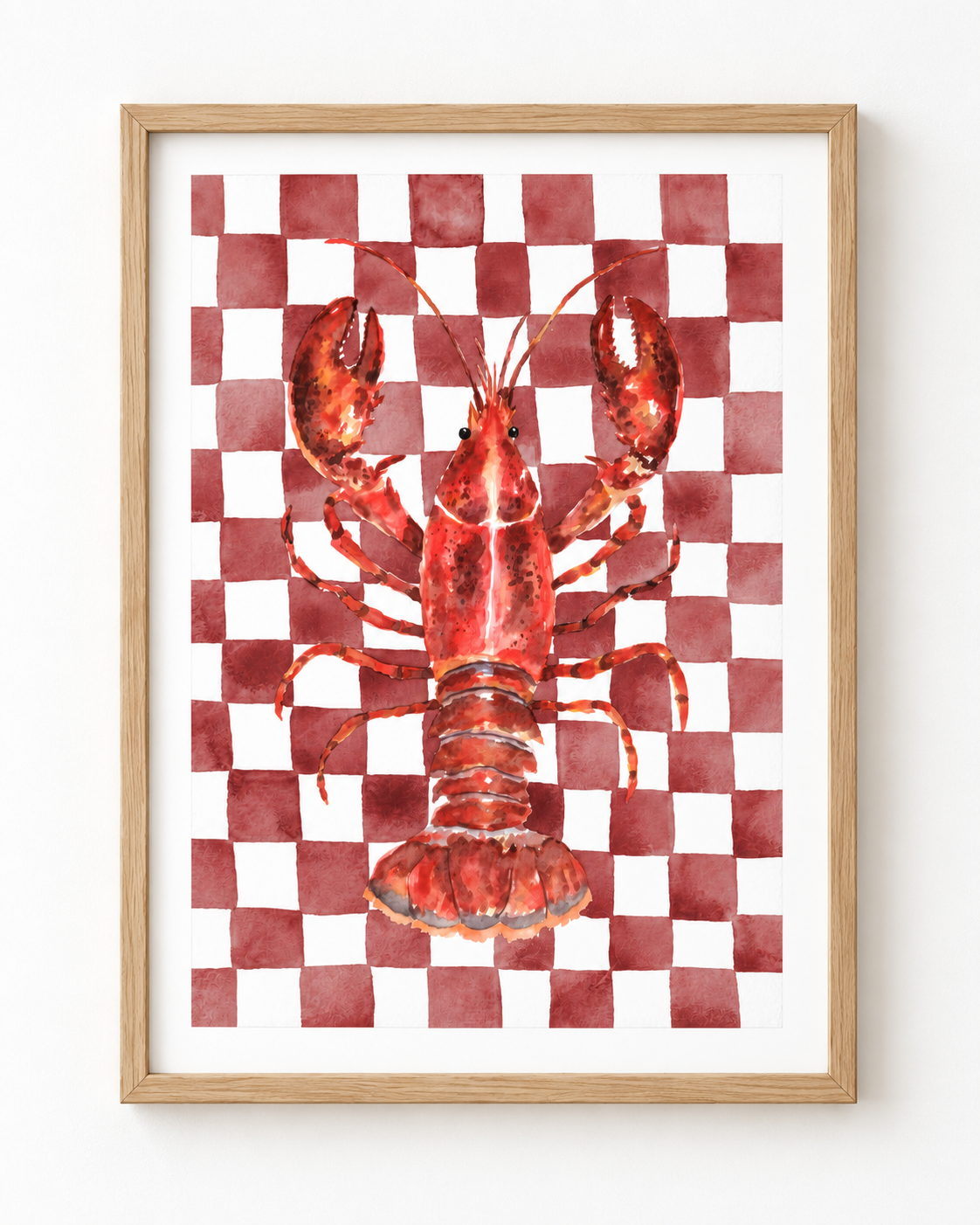 Lobster on Burgundy Checkerboard