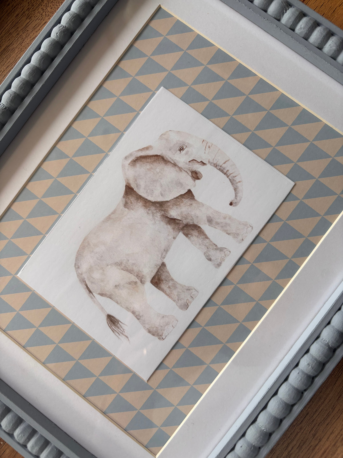 Blue Geometric Elephant – Blue Bobbin Frame