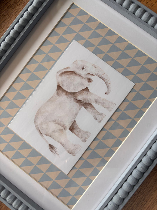 Blue Geometric Elephant – Blue Bobbin Frame