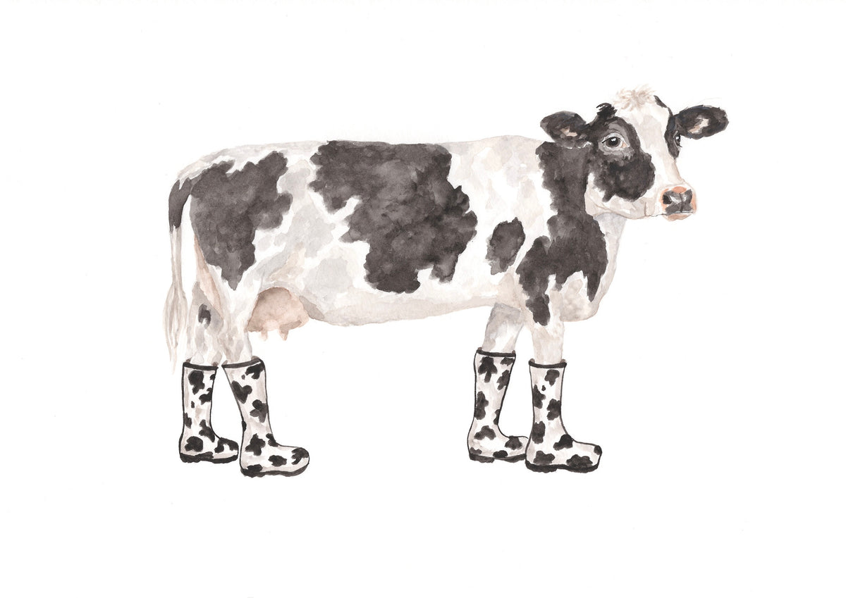 Dairy Cow in Cow Print Wellies