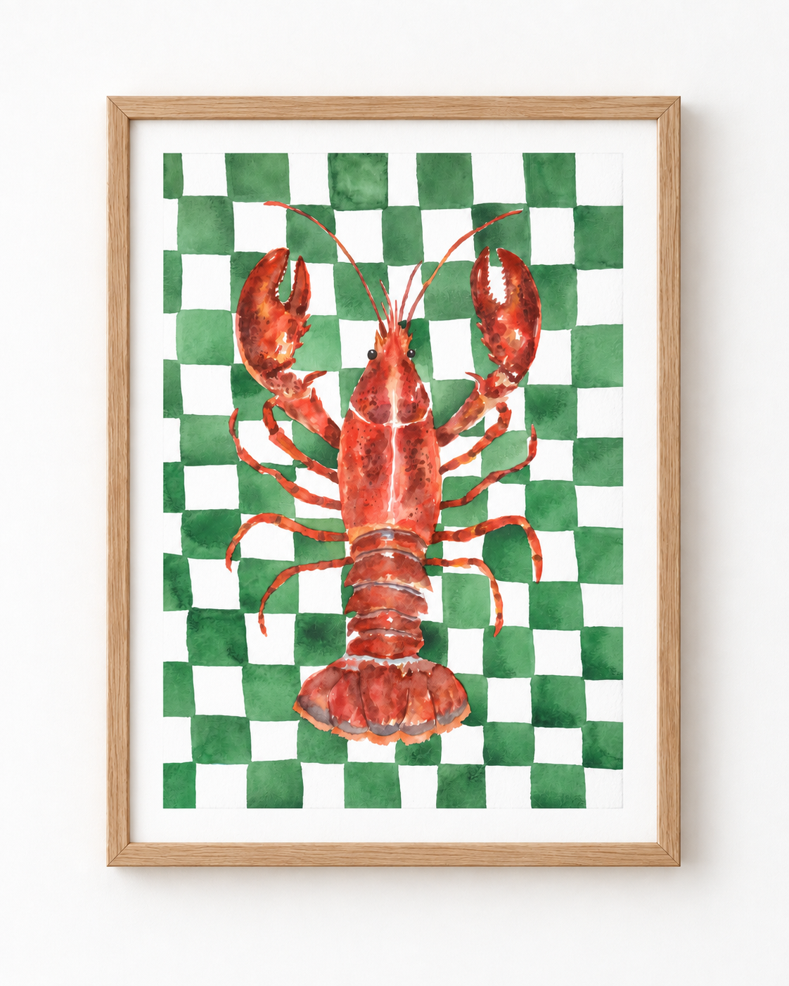 Lobster on Green Checkerboard