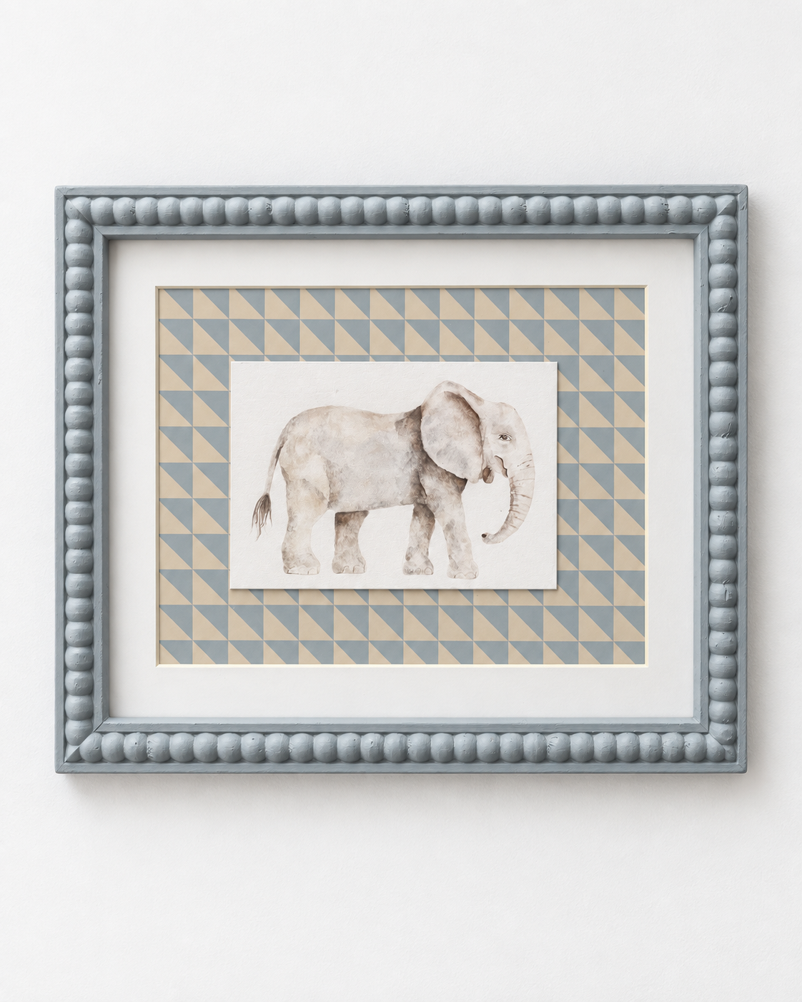 Blue Geometric Elephant – Blue Bobbin Frame