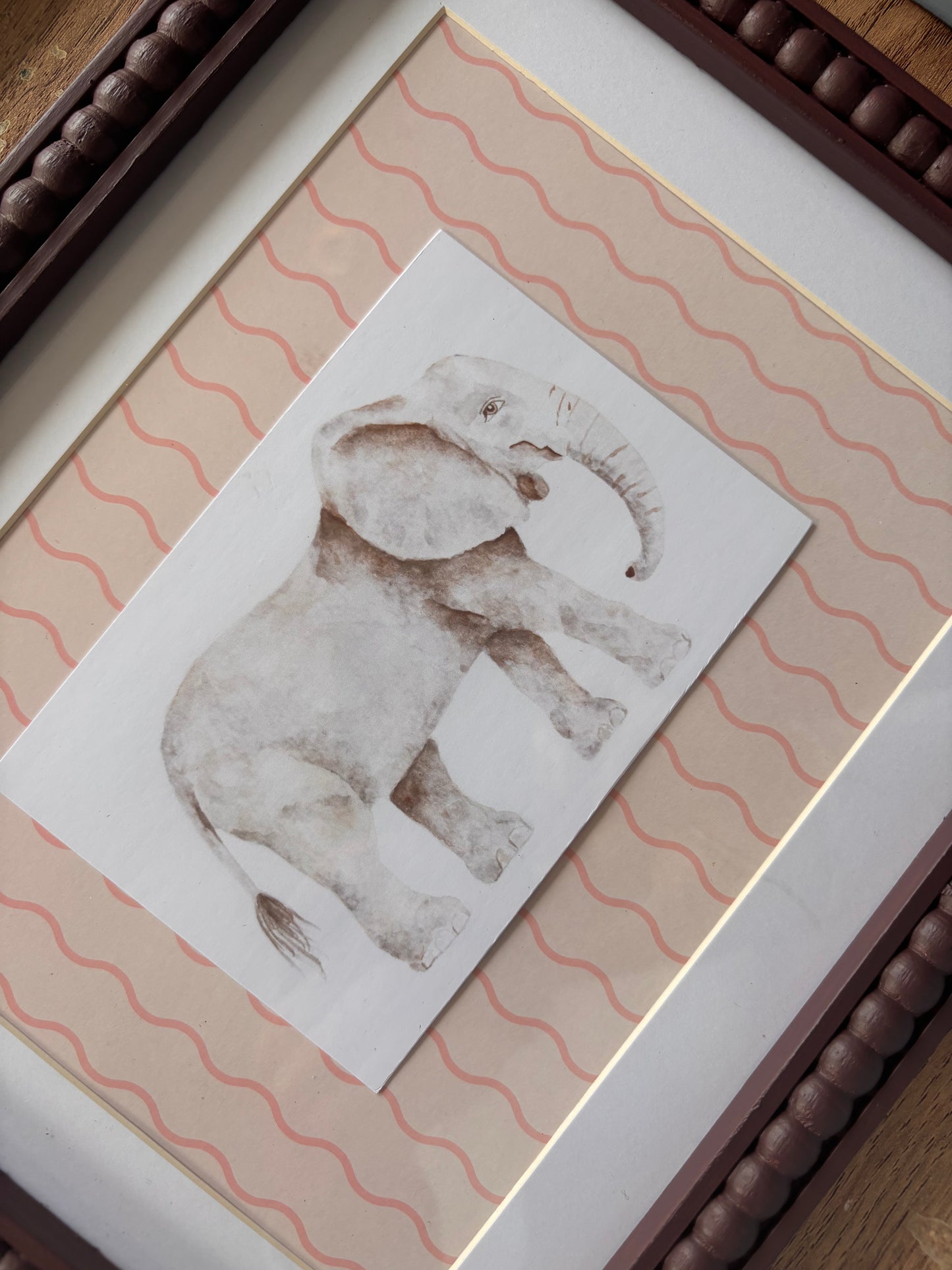 Blush Wiggle Elephant – Burgundy Bobbin Frame